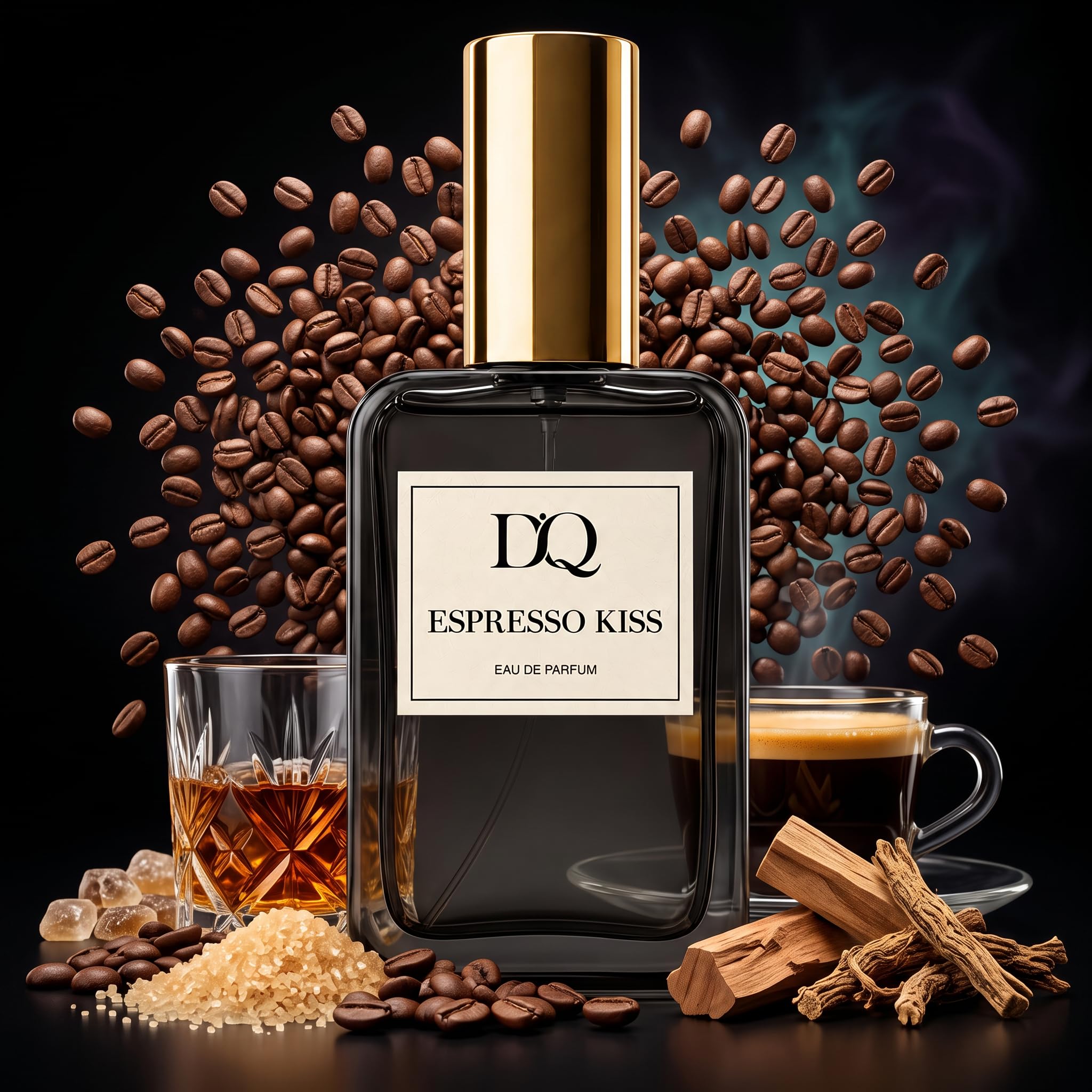 D’QAR ESPRESSO KISS | Eau de Parfum Unisex – Gourmand Parfum mit Kaffee, Schokolade, Rum, Karamell & Vanille – Intensiver warmer Duft für Damen & Herren – 50 ml