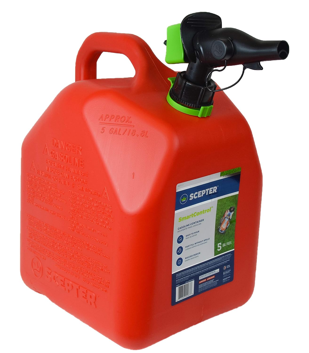 Scepter 5 Gallon Gas Can, FR1G501 with Spill Proof SmartControl Spout