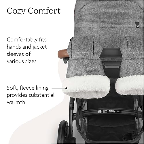 Miniatura 3 de UPPAbaby CozyHandmuff - Se fija fácilmente al manillar del cochecito - Protección de manos ultra afelpada, resistente a la intemperie - Declan (Oat