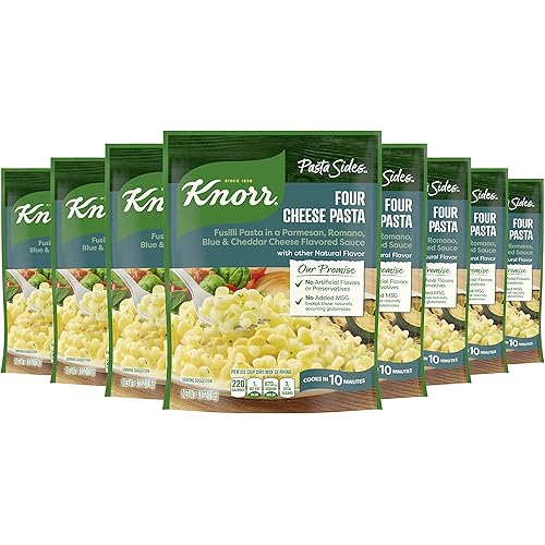 Knorr Pasta Sides For Delicious Quick Pasta Side Dishes Four Cheese Pasta No Artificial Flavors, No Preservatives, No Added Msg 4.1 oz, Pack of 8