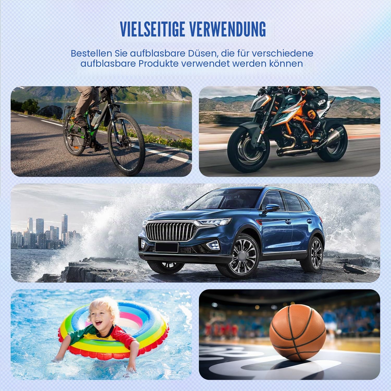 TIREWELL 12 V Reifenfüller - Heavy Duty Double Zylinder Direct Drive Metall Pumpe 150PSI, Air Kompressor mit Akku Klemme und 5 m Verlängerung Air Schlauch, SUVs/Vans/RVS