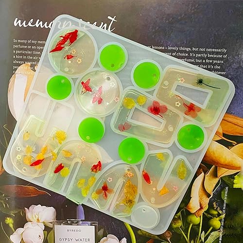 Miniatura 7 de 2 piezas de aretes geométricos de silicona para arco de resina colgante redondo molde de resina epoxi arco de forma redonda herramienta de