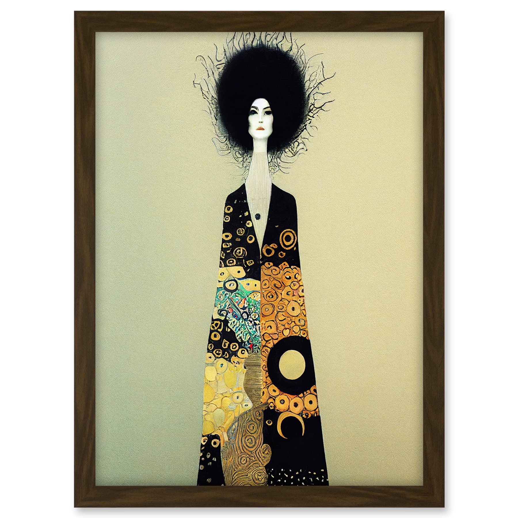 Wee Blue Coo Portrait of Beautiful Woman Gustav Klimt Style Dress Artwork Framed A3 Wall Art Print