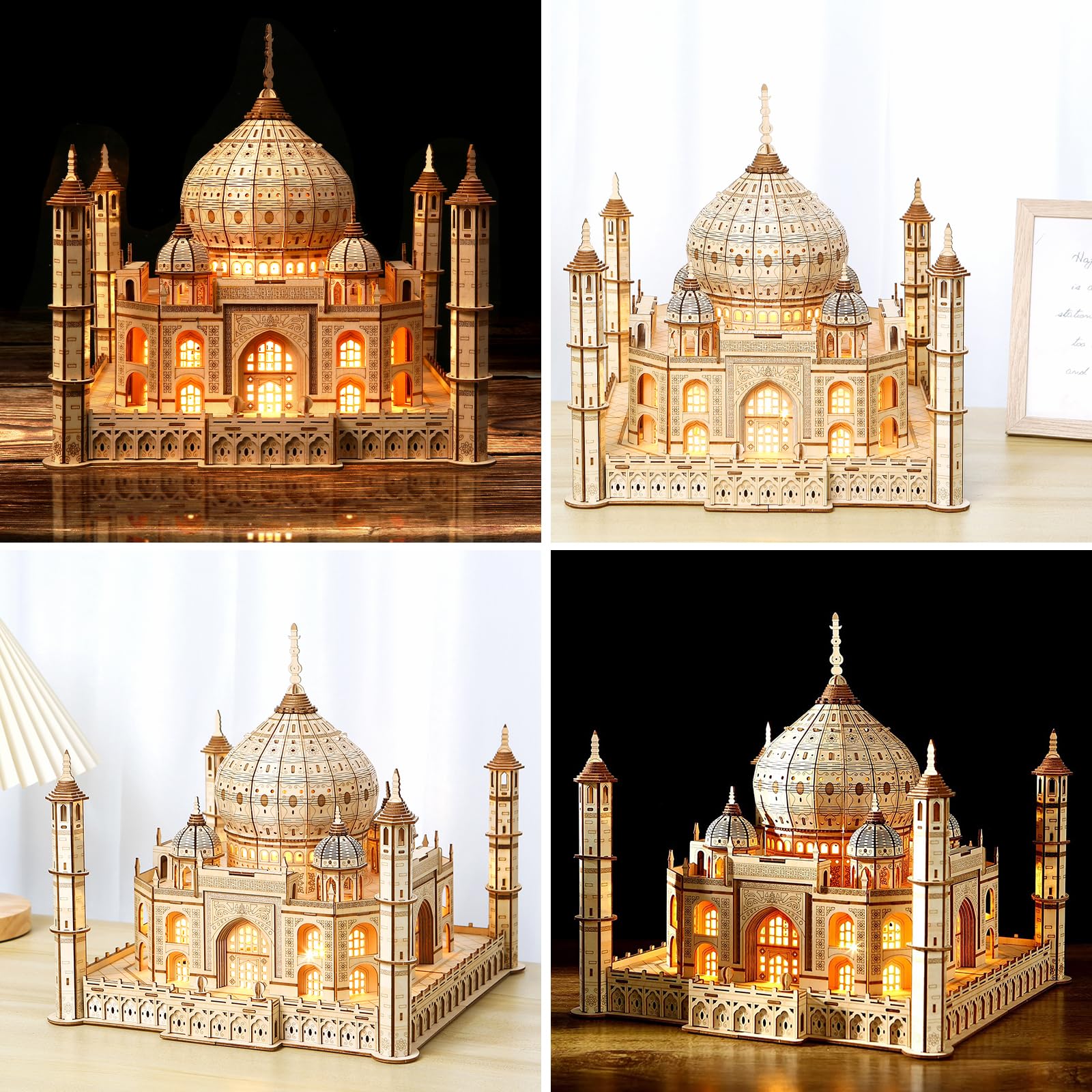Drewniane puzzle 3D, wzór architektury drewna Taj Mahal, samodzielne drewniane puzzle konstrukcyjne, zabawka rzemieślnicza, prezent dla dorosłych, kobiet i mężczyzn, 388 elementów