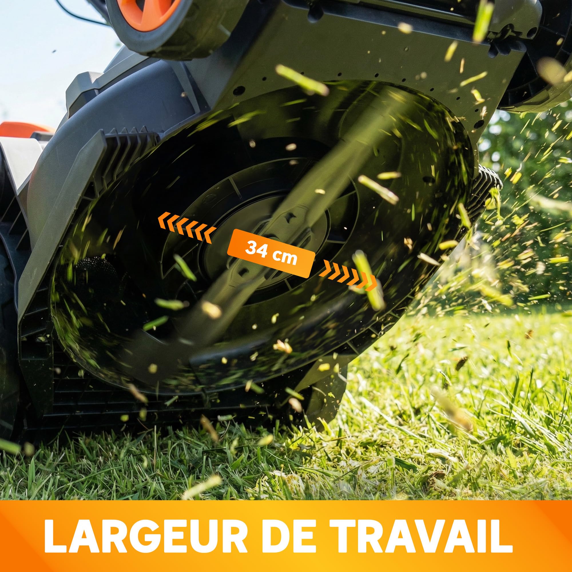 Outsunny Tondeuse à Gazon sans Fil 18V x2 - Moteur Brushless 700W, 2x4.0Ah Batteries pour 400m², Largeur 34cm, 6 Hauteurs 25-75mm, Mulching Silencieux, Gris Clair