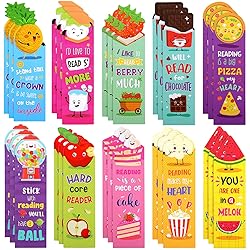 Eersida 30 Pieces Scratch and Sniff Scented Bookmarks Kids Fruit Food Theme Sayings Bookmarks Sayings Assorted Cute Scented Gifts for Students Teens Food Lovers, 10 Styles