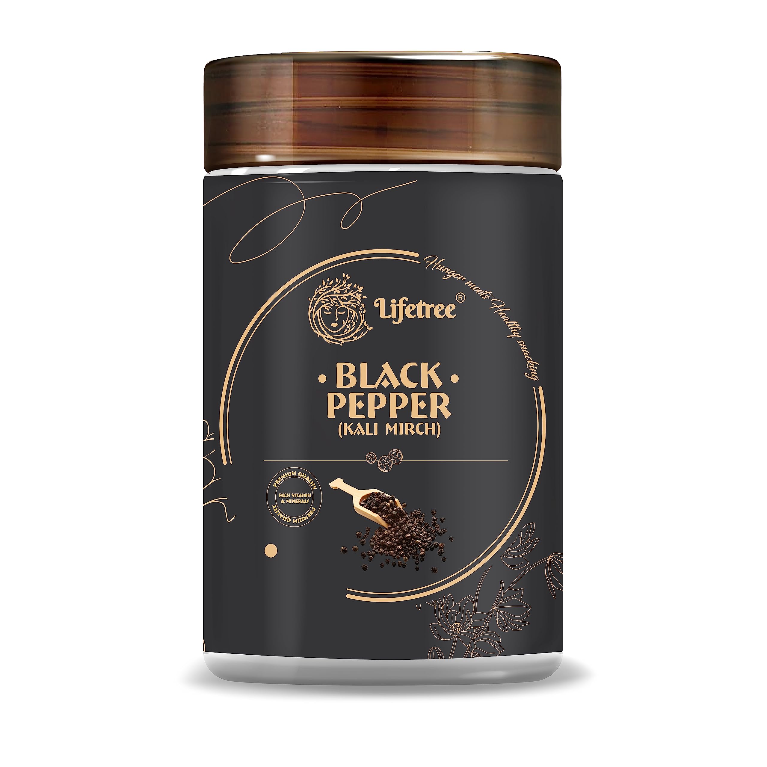 Lifetree Premium Black Pepper Whole 100 g | Kali Mirchi Whole | Naturally Dried| No Artificial Colour & Preservatives | Organic Whole Spice