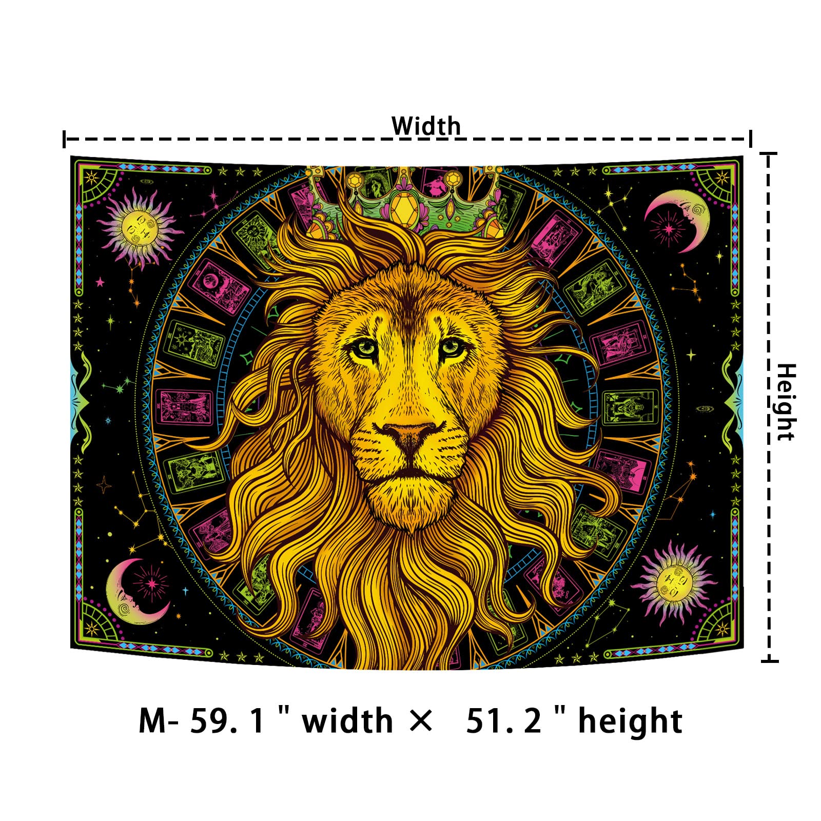 Galoker Blacklight - Arazzo da parete in stile bohémien, con motivo a costellazione mistica, arazzo da parete con mandala, per decorare la casa, 59,1 x 78,1 cm