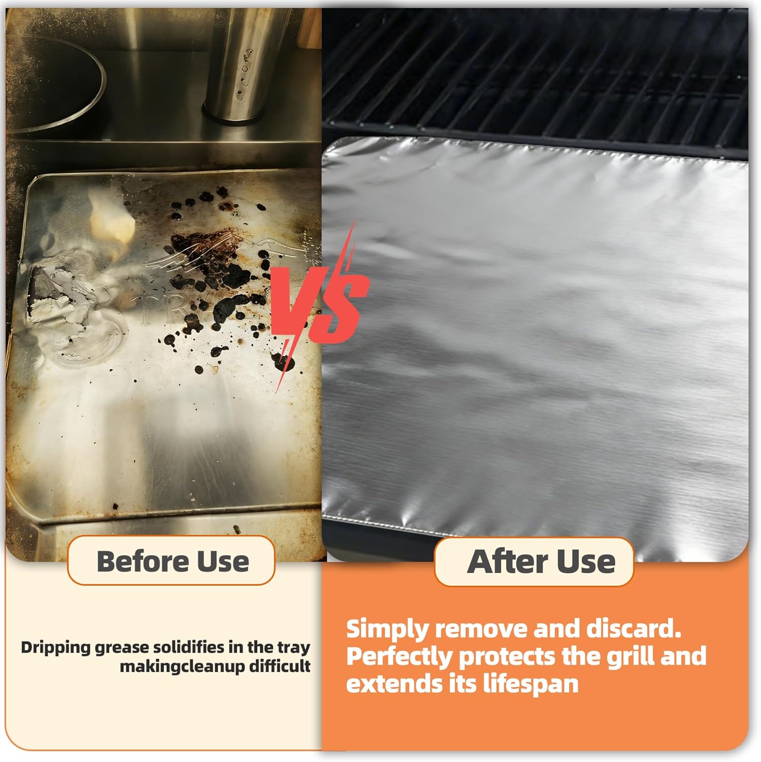 BAC521 Grease Pan Liner for Traeger Ironwood 885, 28.75"x15.5" Reusable Aluminum Drip Tray Liner, Heavy Duty Pellet Grill Replacement Accessories