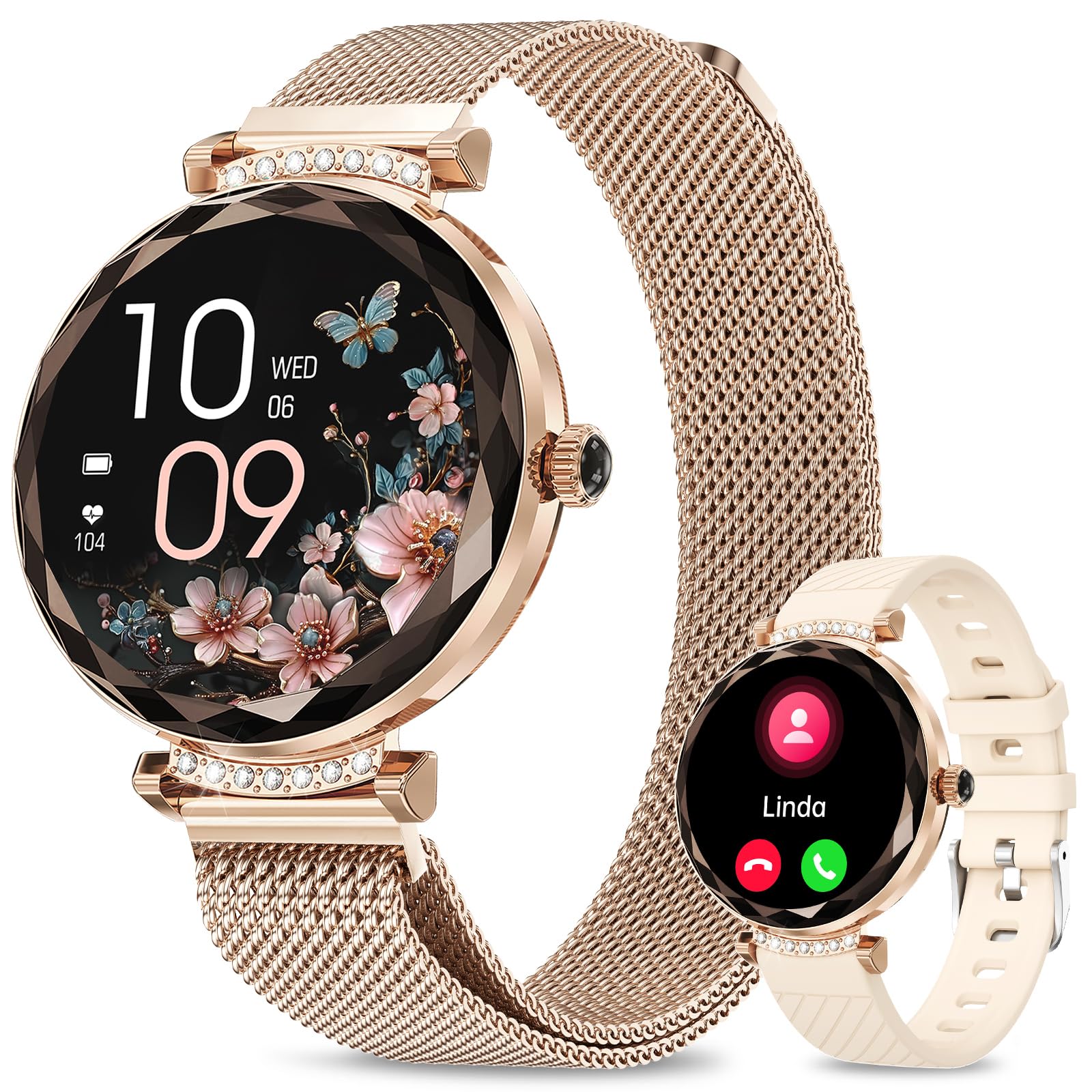 Smart Watches for Women(Answer/Make Call), 1.19" AMOED Smartwatch for Android iPhone,Fitness Tracker with 120+ Sport Modes, IP68 Waterproof, Heart