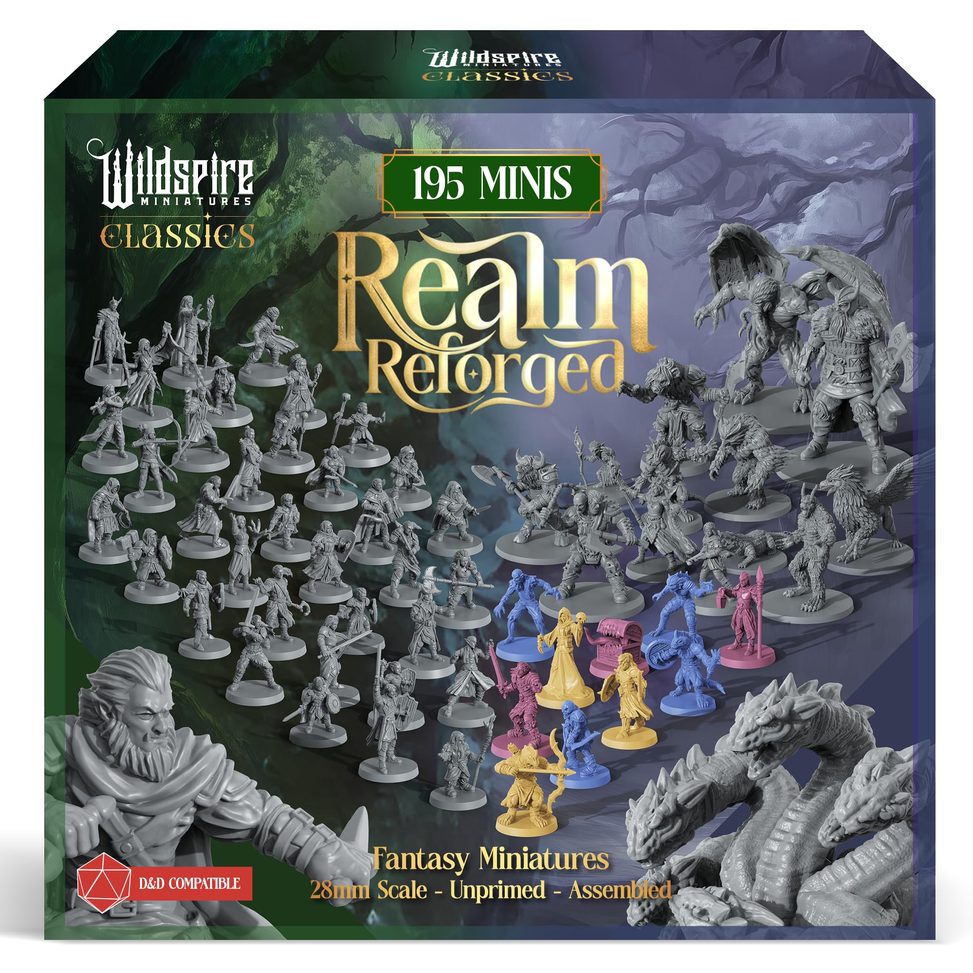 Il Set del Regno - 195 miniature - Eroi, Mostri, Personaggi NPC per Miniature DND Bulk I 28mm Dungeon Dragons D&D Miniature I DND Minis D&D Figure I Pathfinder, Daggerheart, Realm Reforged