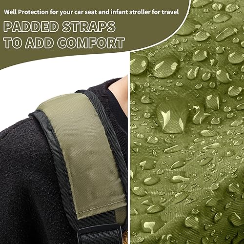 Miniatura 5 de MOYAQI Bolsa de viaje para cochecito para avión, mochila con nailon duradero, correas de transporte ajustables, portabebés y asientos elevadores