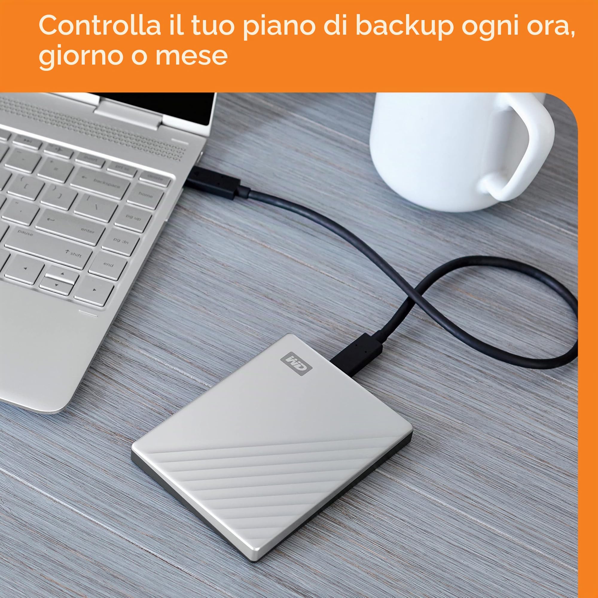 WD 4TB My Passport Ultra Hard Disk Esterno Portatile, USB-C, USB 3.2 Gen 1/USB 3.0, Protezion con password, Software per la gestion e il backup, Formatto per Windows, Argento