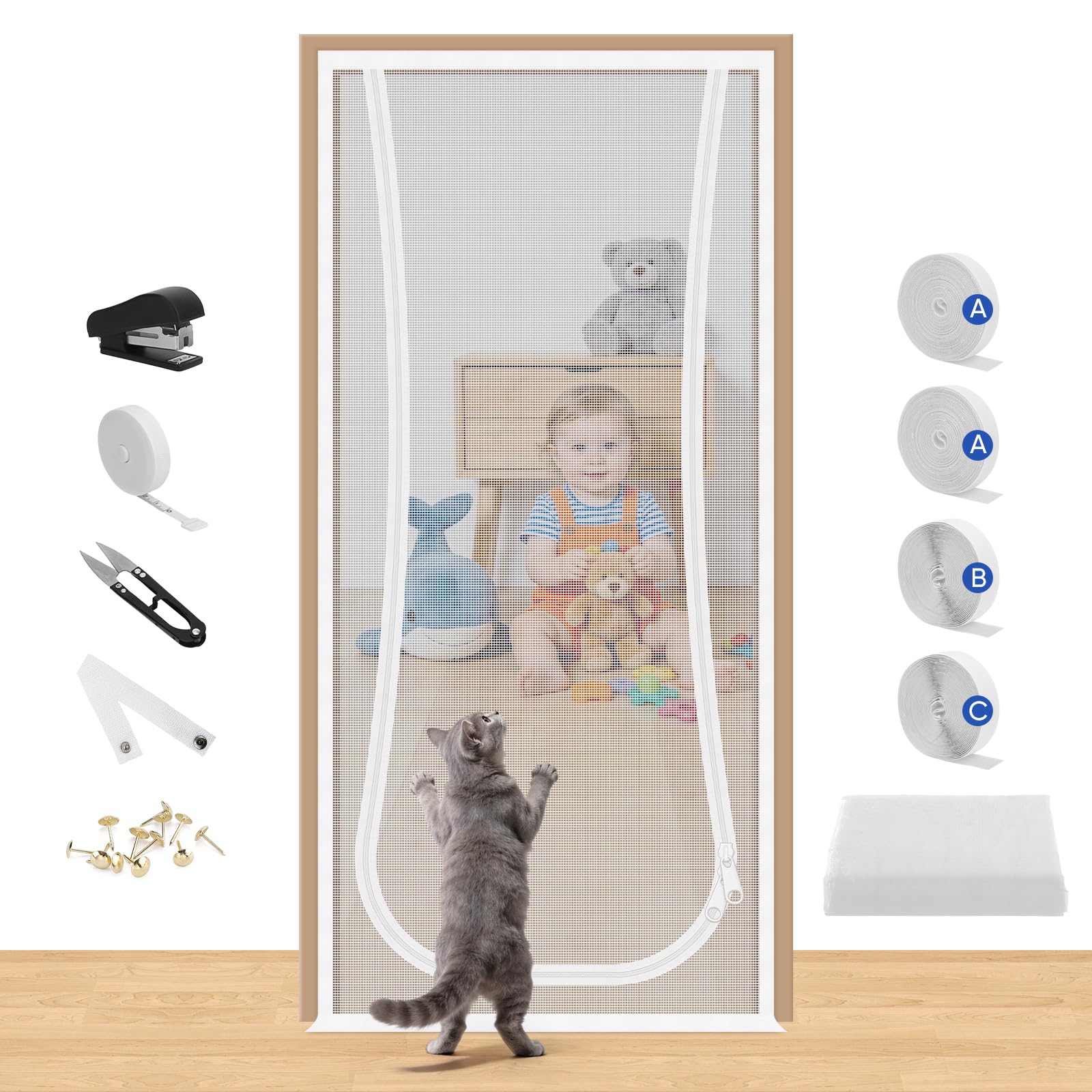 DIY Cat Door Screen, MYPIN 110x230CM Screen Size Cat Screen Door