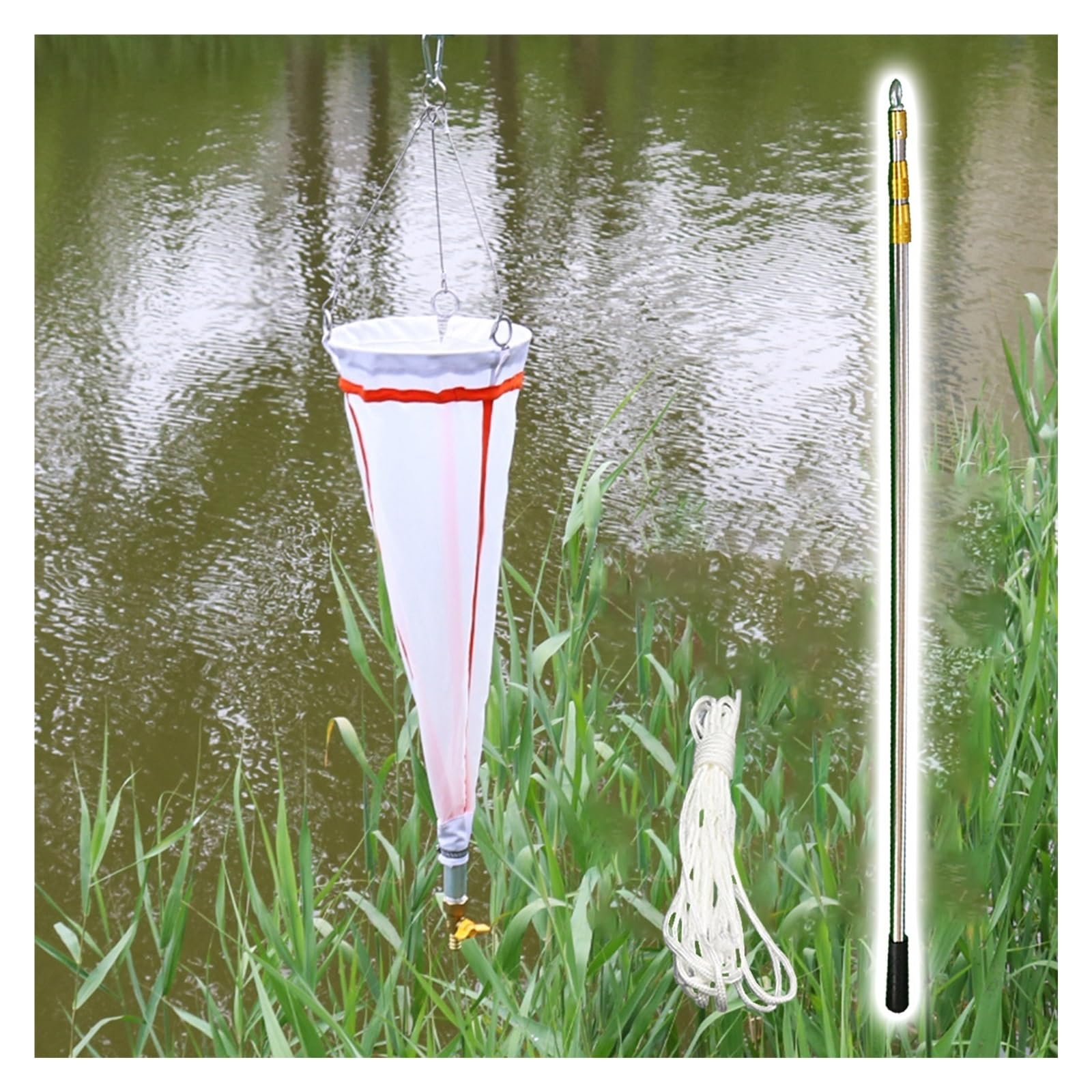 MRVAKDYDI Viscous Liquid Sampler, Retractable Student Plankton Net With Rope 112/64 micron White 24 in(200 Mesh - 25#)