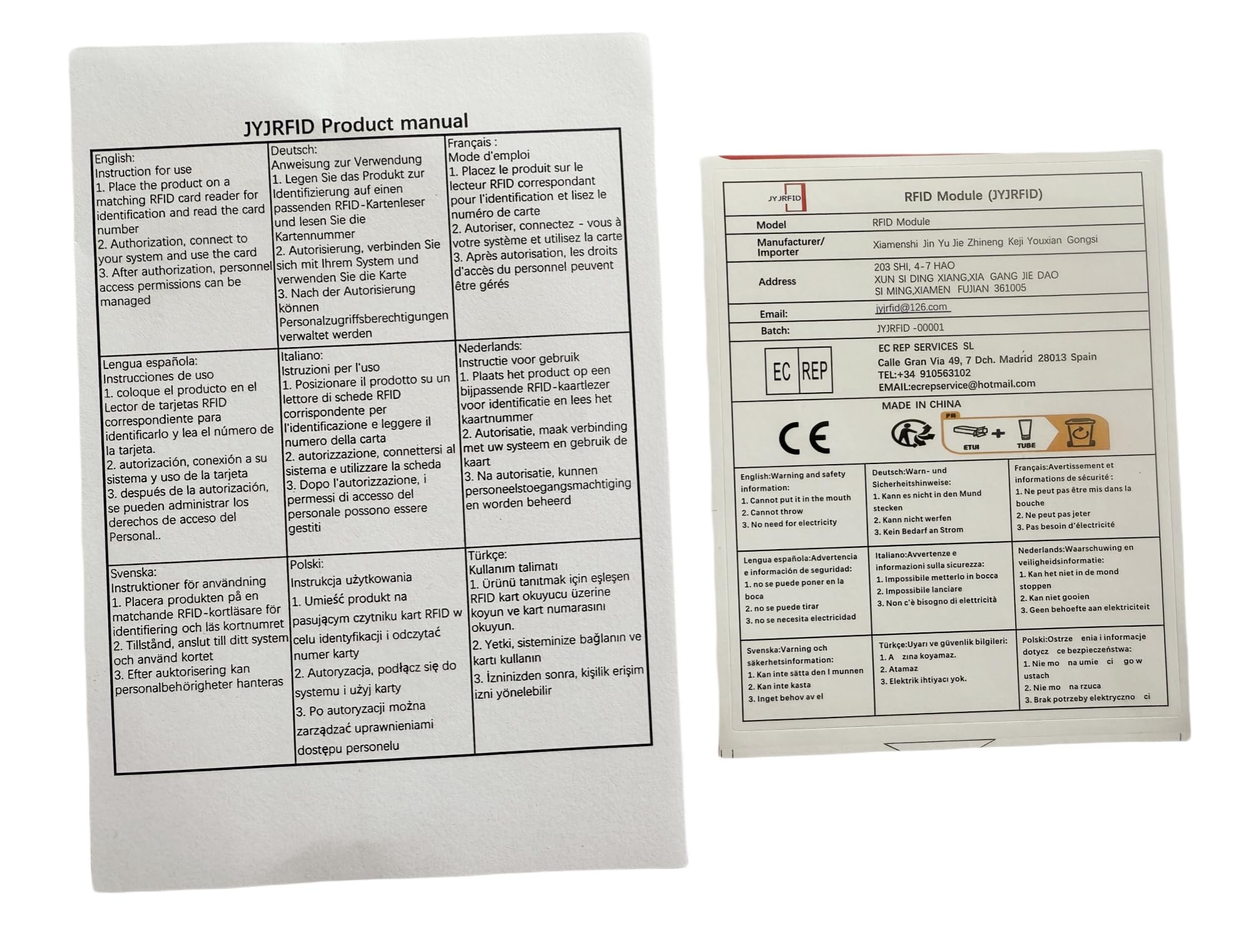 Lot de 100 cartes blanches RFID double bande, compatibles avec 13,56 MHz MF classe 1K et 125 kHz EM4100, lecture seule