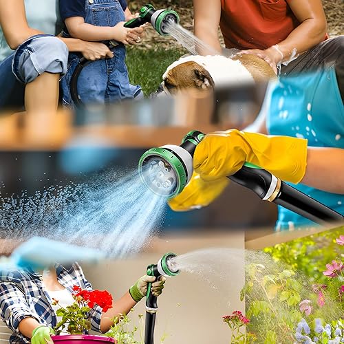 Miniatura 7 de Manguera de jardín no expandible de 100 pies, manguera de agua flexible con boquilla de manguera de 10 funciones, ligera, sin enredos, a prueba de