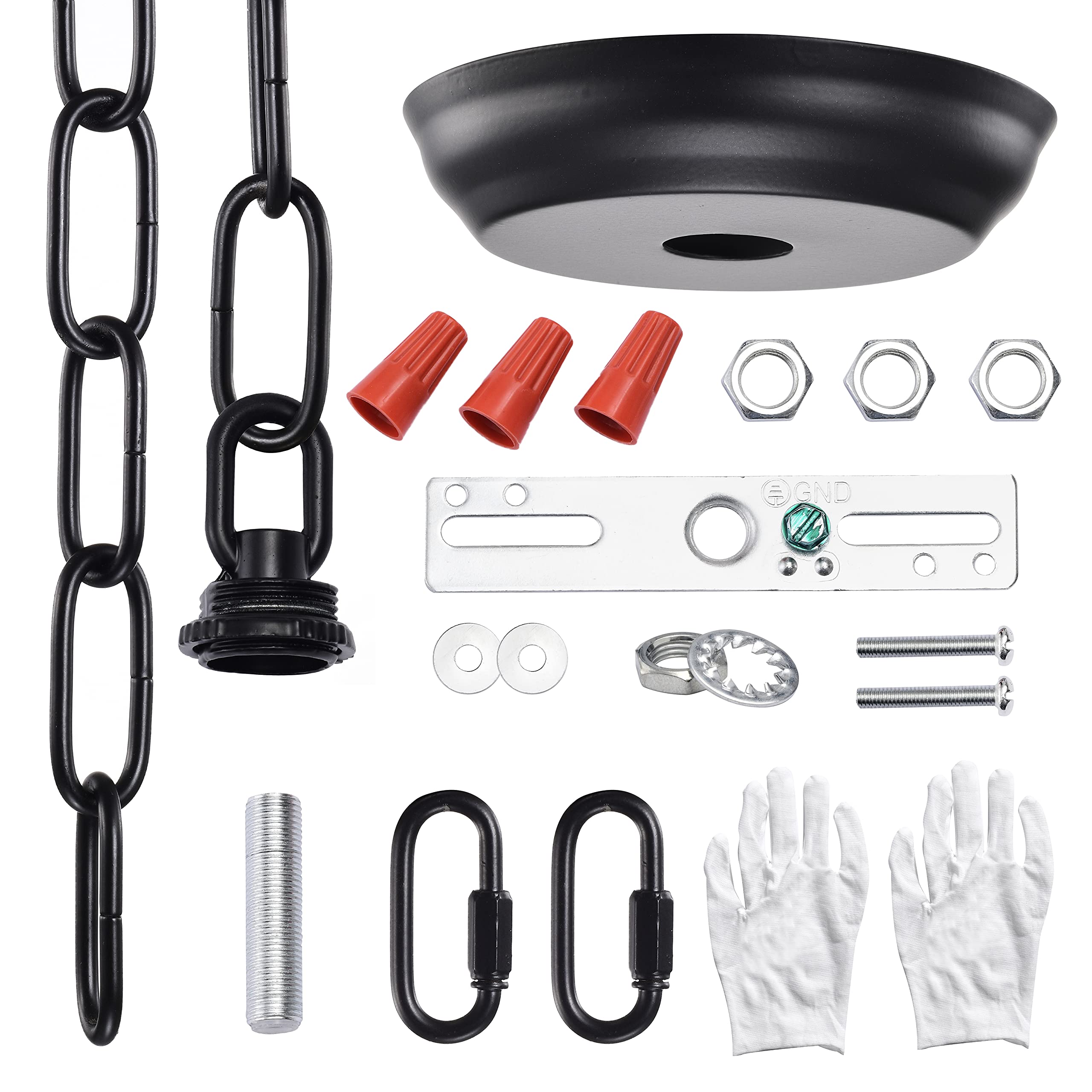 Mr.Color Black Light Fixture Canopy Kit 5 Inches Diameter and 6 Feet Chandelier Chain Includes Mounting Hardware for Pendant Light or Swag Light Fixtures, Max Fixture Load of 50 Pounds