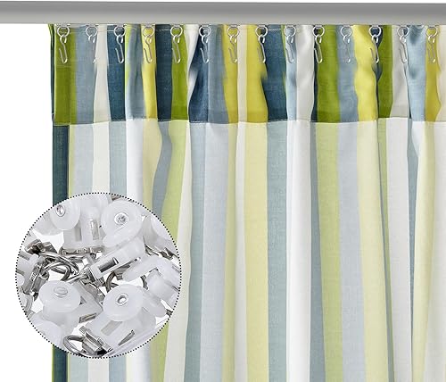 Miniatura 5 de Juego de ganchos de rodillo de cortina para riel de cortina, juego de deslizadores de doble rueda para colgar en el techo con ganchos de acero