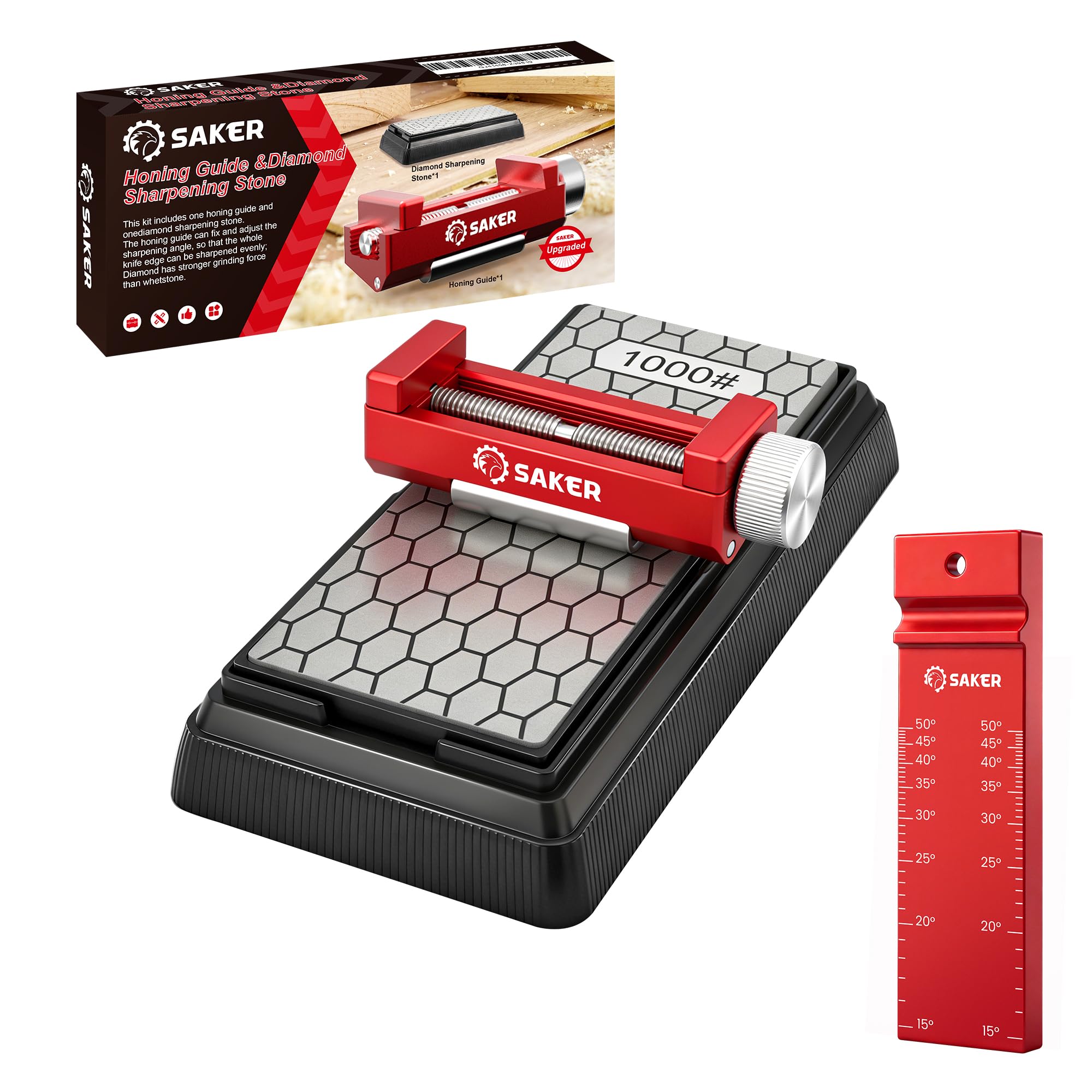 Saker Chisel Sharpening Jig,Precision Woodworking Tool for Chisel Sharpening, Plane Blade Restoration, and Sharpening Stone Flattening,Complete Sharpening System for Hand Tools
