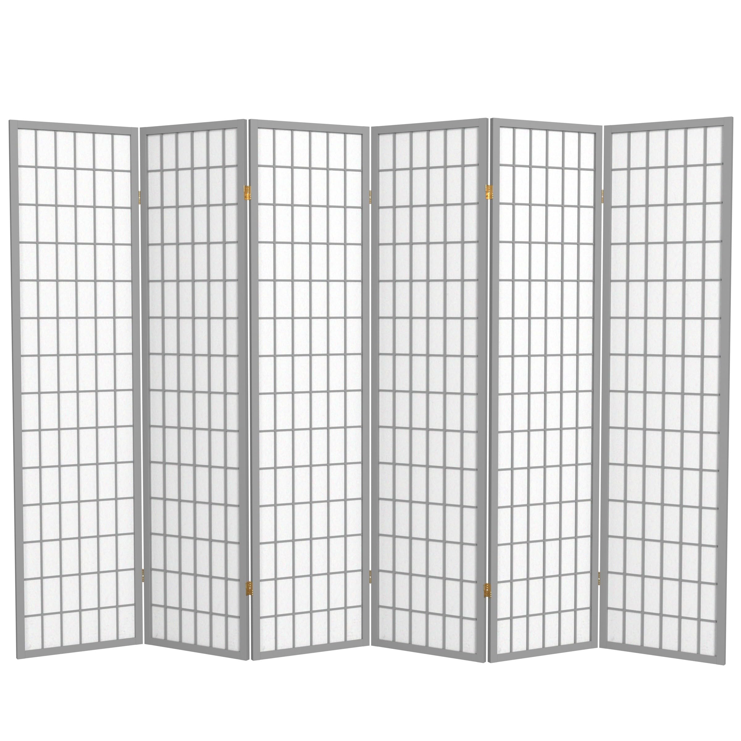 Oriental Furniture 6 ft. Tall Window Pane - Special Edition - Grey - 6 Panels