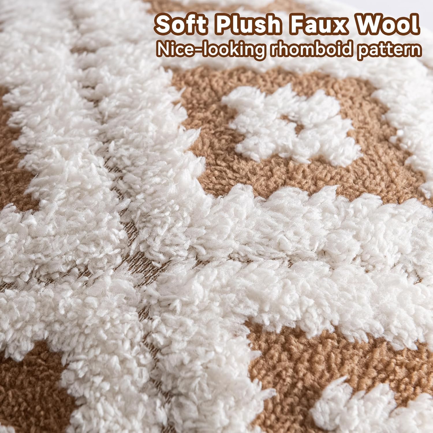 AmHoo Pack of 2 Decorative Throw Pillow Covers Rhomboid Luxury Super Soft Plush Set Case Cushion for Couch Sofa Bedroom 20 x 20-Inch Tawny Brown - Image 3