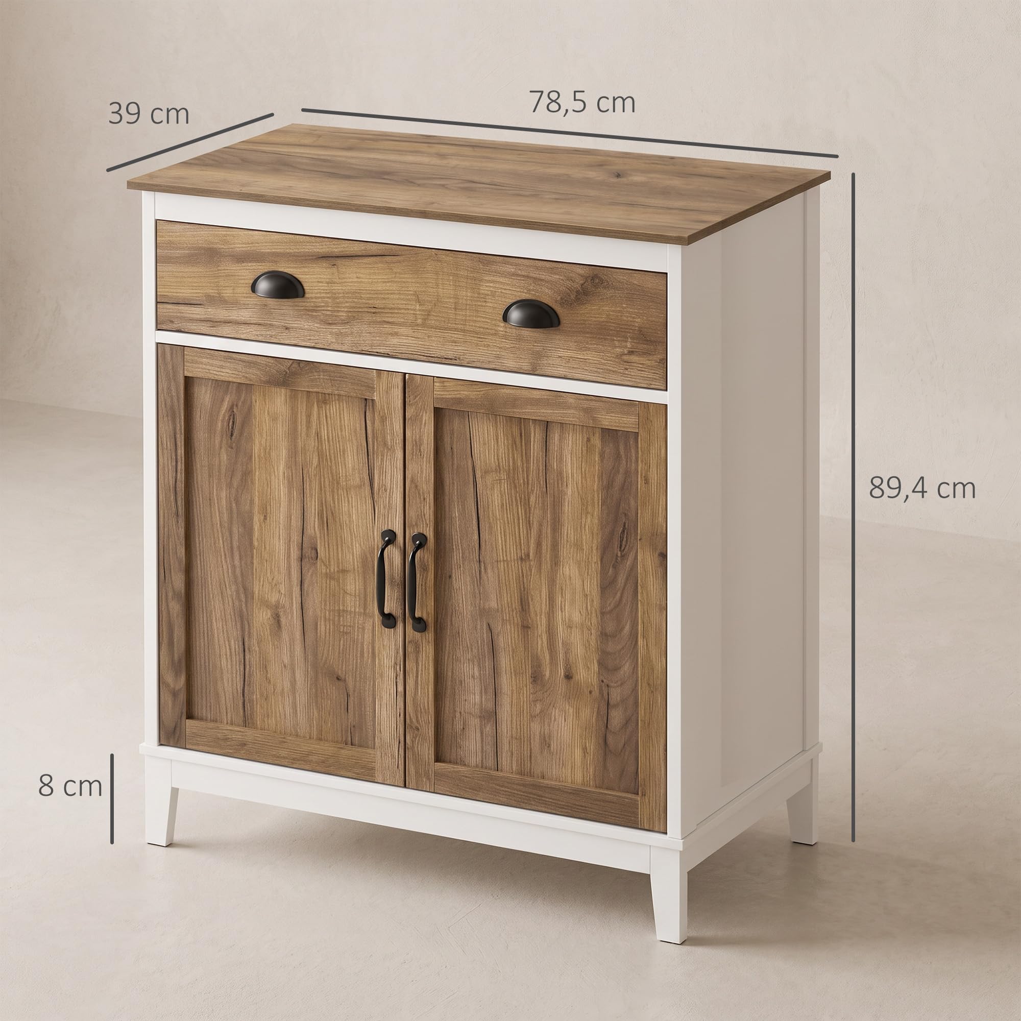 HOMCOM Aparador para Salón con Cajón 2 Puertas 78,5x39x89,4 cm Marrón