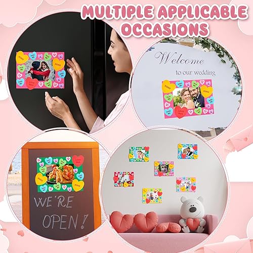 Miniatura 7 de Juego de 207 piezas de manualidades para el día de San Valentín para niños incluye 27 marcos de fotos de espuma de San Valentín 6 colores marcos de