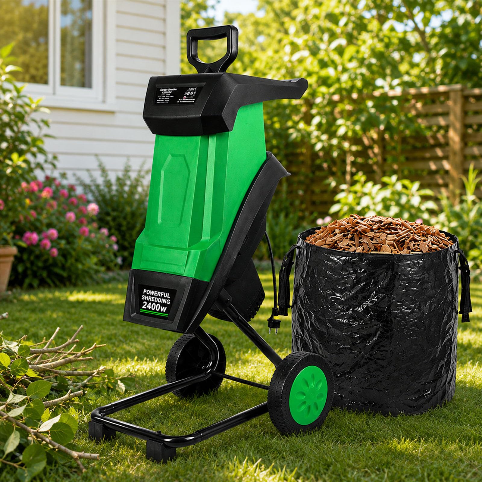 Broyeur de Feuilles 4500 TR/Min Sac de Collecte 50L