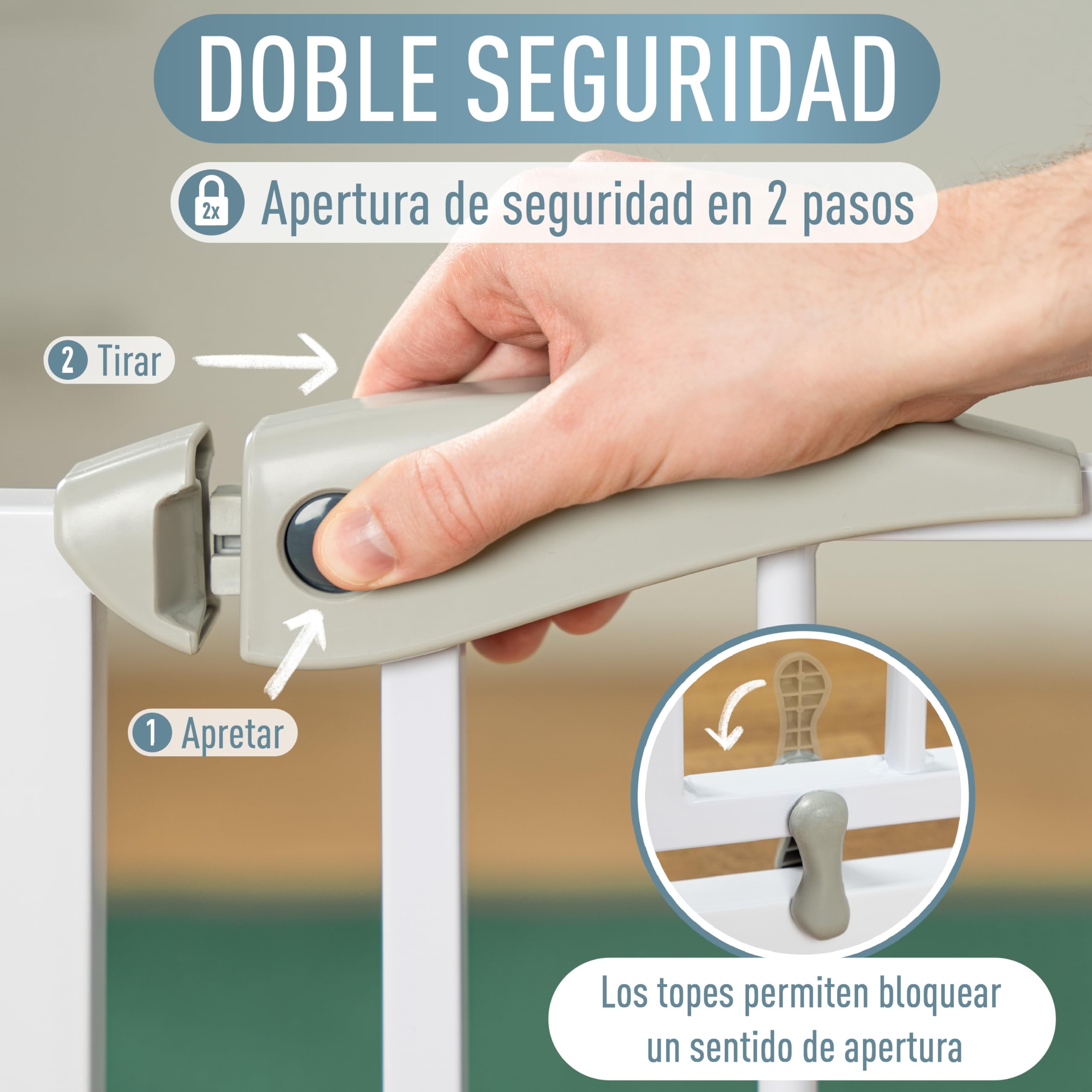 IB STYLE Barrera de Seguridad Berrin - Barrera Escalera, Fijación a Presión, Auto Close, para Pasillos, Mascotas y Niños, Blanco, Ancho: 85-95 cm