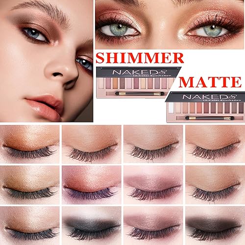 Miniatura 2 de BKPPLZP Paleta de sombra de ojos desnudos de 12 colores, paleta de sombra de ojos mate nude, paleta de sombra de ojos con pigmento de purpurina