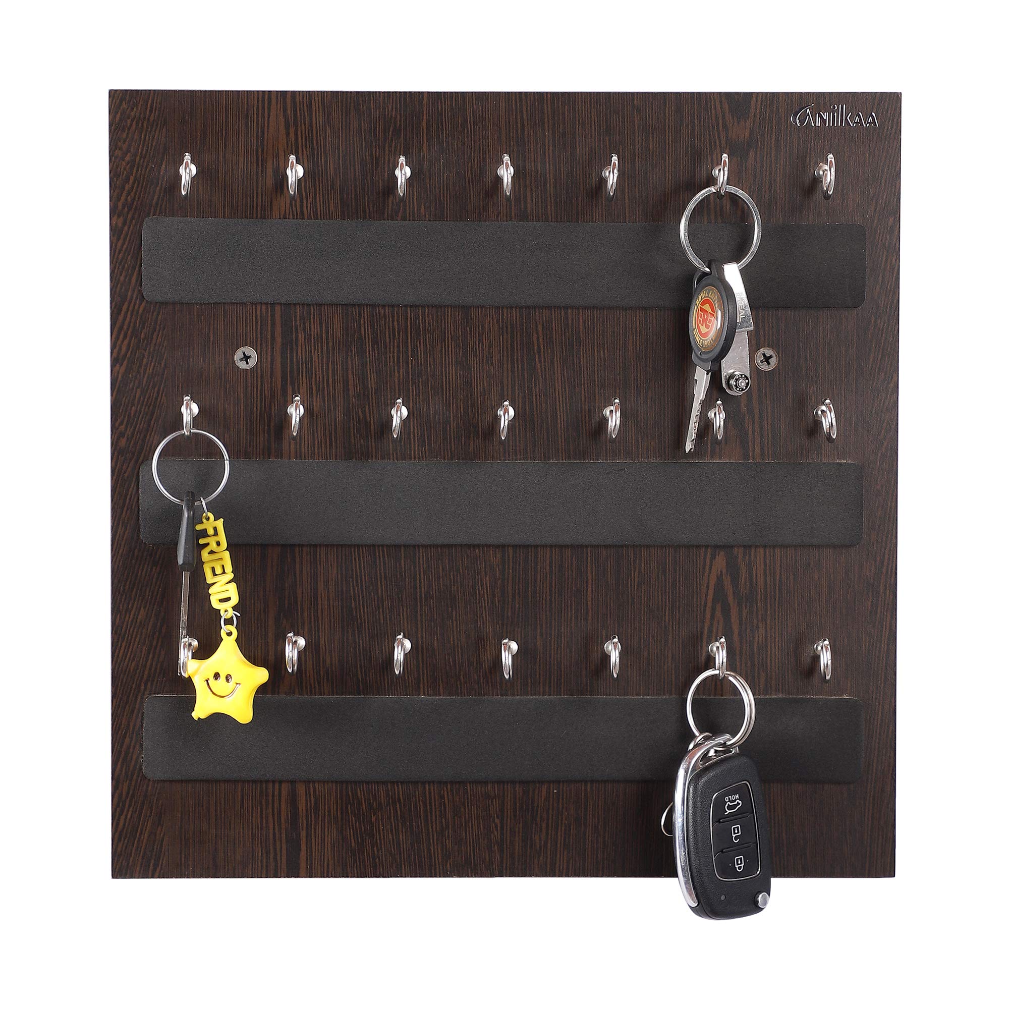 Anikaa Risa Engineered Wood Key Holder Stand/Wall Hooks Stand/Plain Key Holder/Wall Mounted Key Holder/Key Hold/Key Chain Hanging Board/Wall Hanging Key Holder(Wenge) 21 Hook/Key Holder