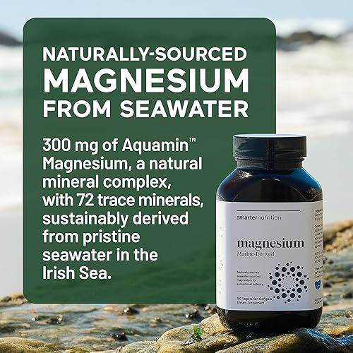 Miniatura 2 de Smarter Nutrition Suplemento de magnesio marino de 300 mg  Magnesio de origen natural, clínicamente probado + aceite de aguacate y asstragin para