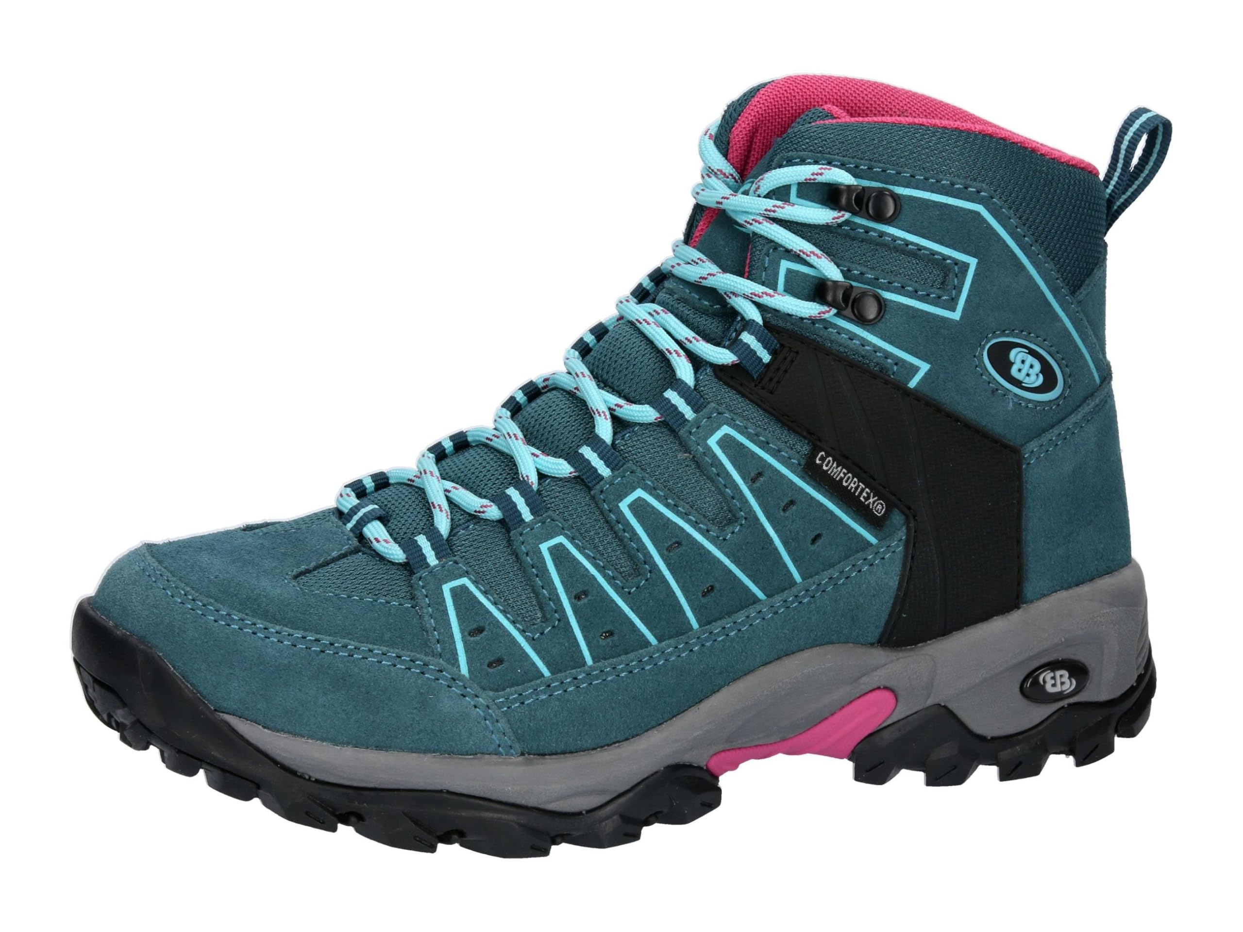 Brütting Women's Mount Pinos High Trekking Boots, Petrol/Turquoise/Pink, 38 EU, Petrol Turquoise Pink, 6 UK