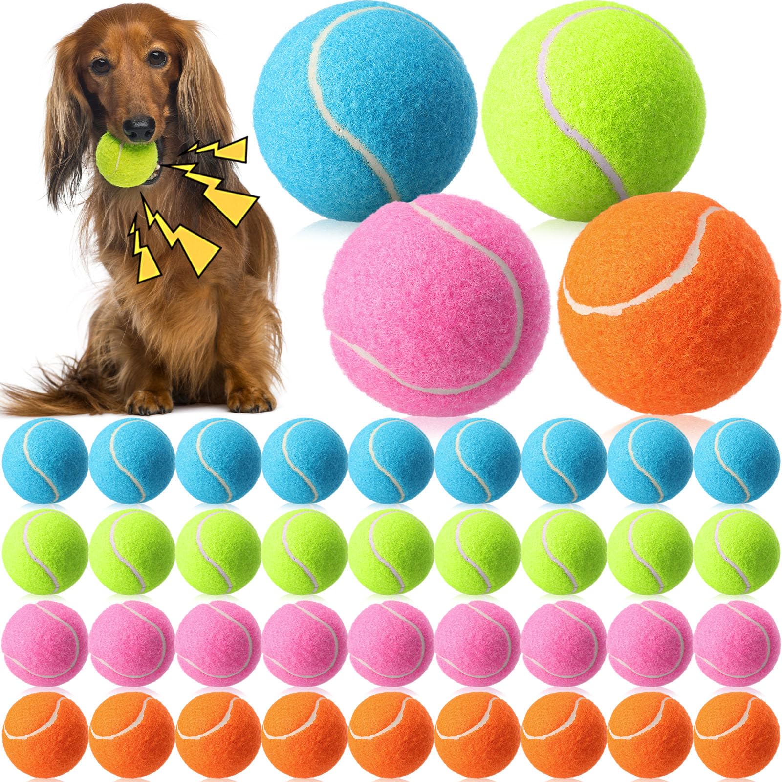 Skylety 40 Pcs 2 5 Inch Squeaky Tennis Balls Bulk for Dogs Bouncy Floatable Tennis Balls Dog Playing