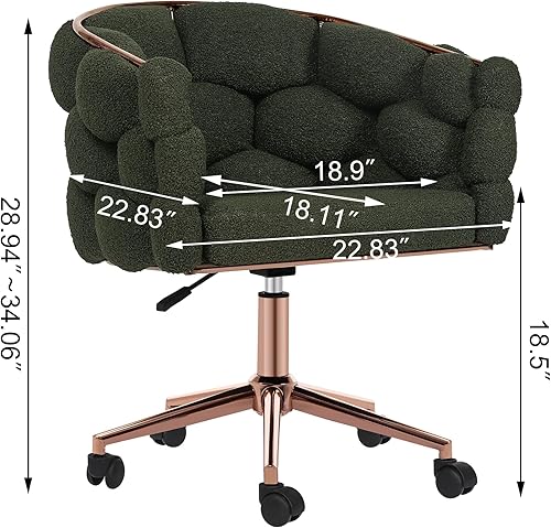 Miniatura 3 de Furnistar Silla de escritorio giratoria de 360 grados tapizada para oficina en casa con reposabrazos y altura ajustable para oficina en casa, sala