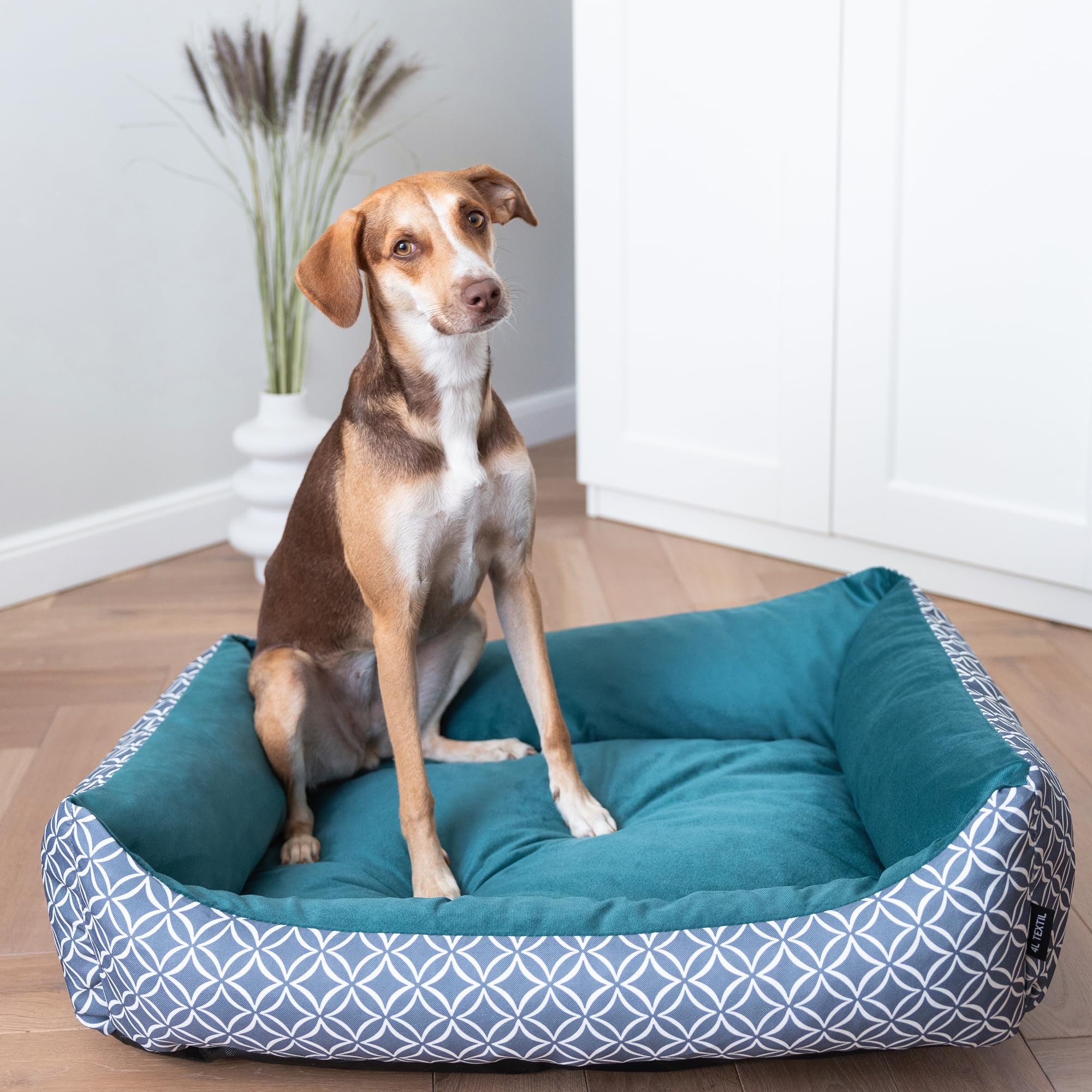 VERK GROUP Hundebett Für Mittelgroße Hunde – 72x50 Cm, Waschbar, Mit Herausnehmbarem Kissen, Blau