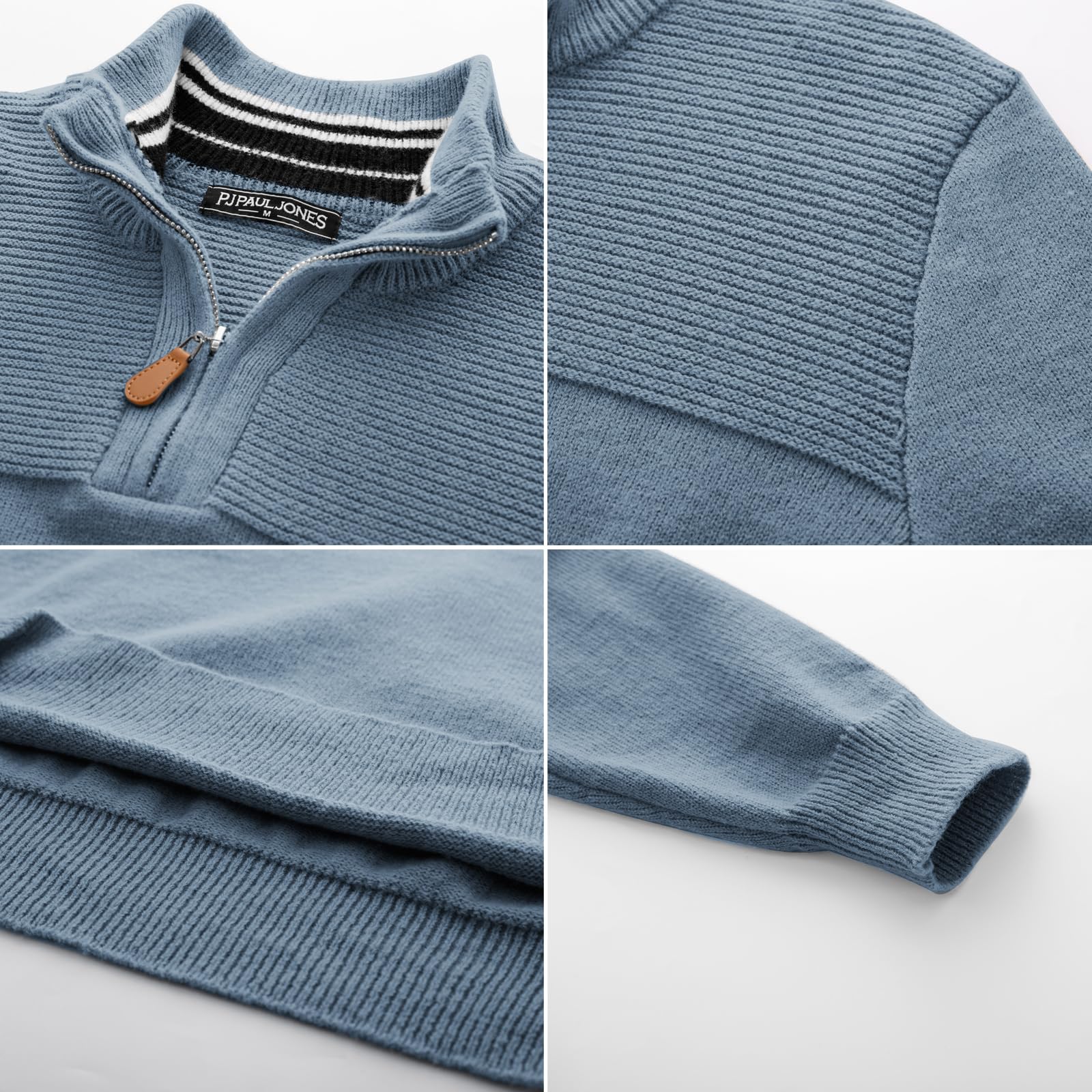 PJ PAUL JONES Men's Quarter Zip Sweater Slim Fit Casual Pullover Sweater Mock Neck Polo Sweaters