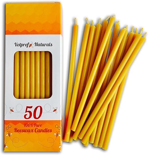 Votprof 30 velas cónicas naturales 100 pura de cera de abeja 8 pulgadas aroma natural a miel sin goteo sin humo no tóxicas