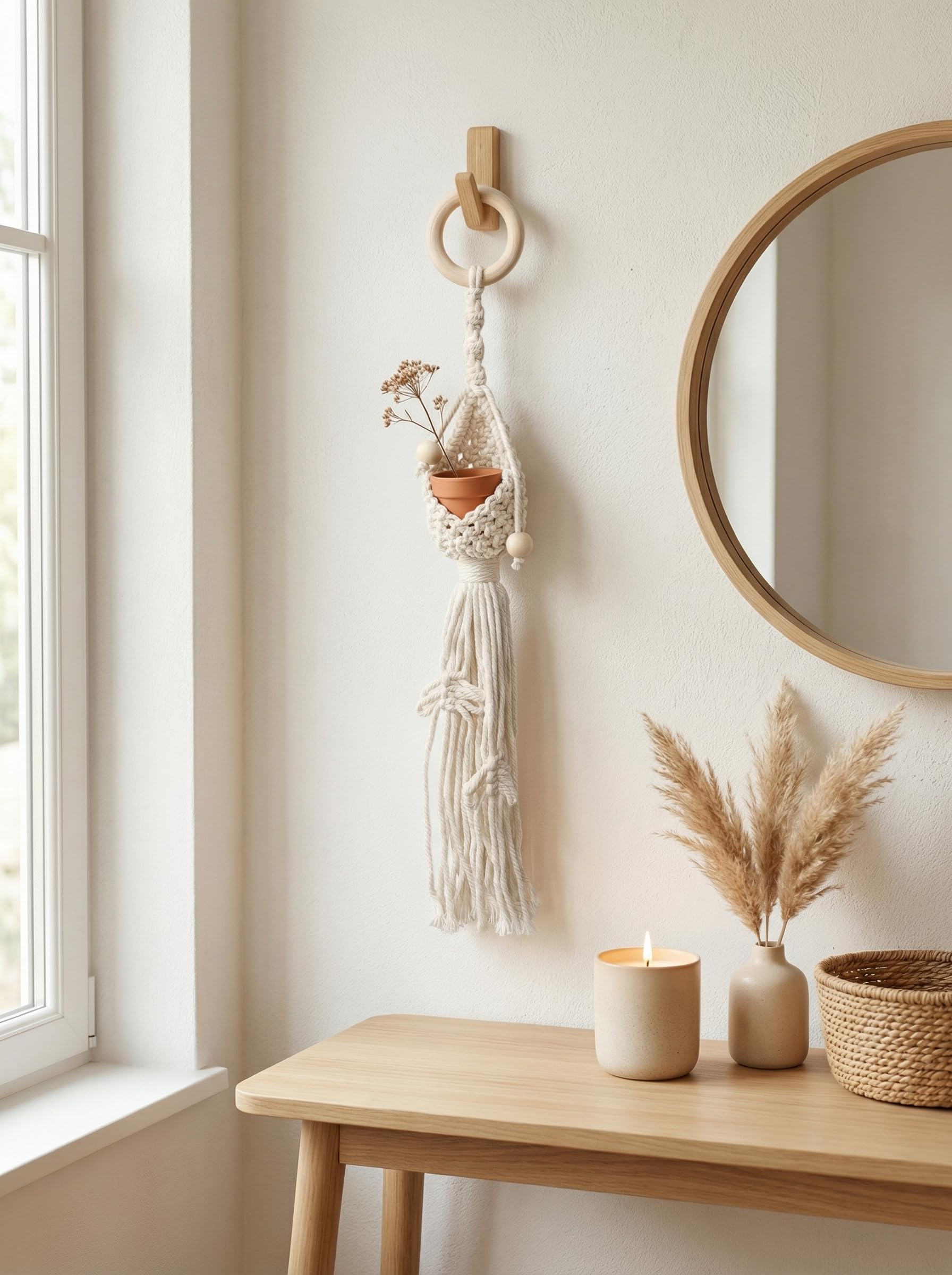 JH Gallery Macrame Wall Hanging - White Leaves -10