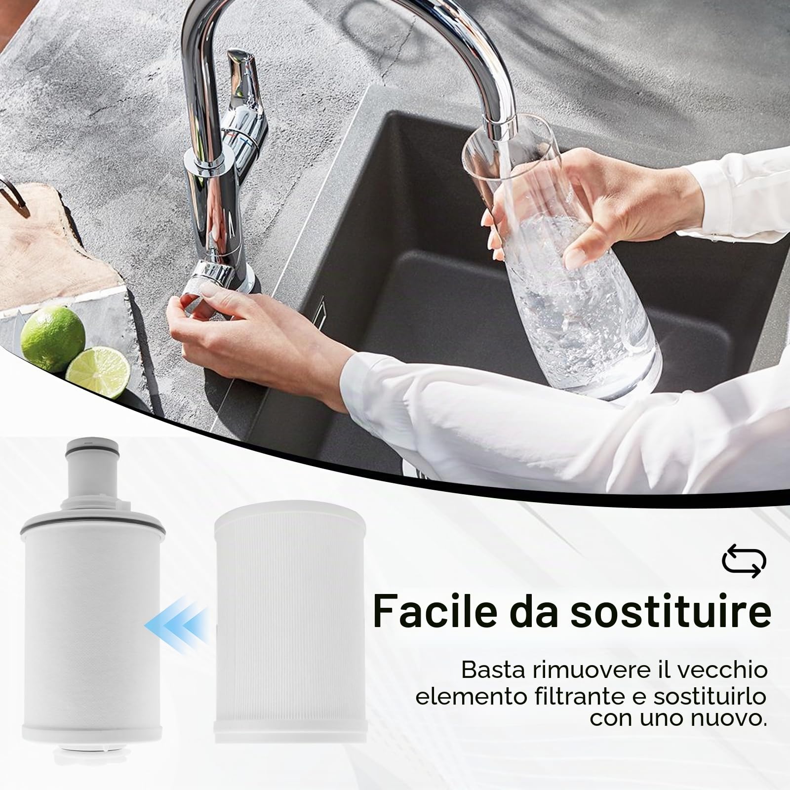 Filtro dell'acqua di ricambio compatibile con Amway espring 100186M/100188CH, pre-filtro HEPA a carbone attivo filtrante cartucce filtro acqua migliore qualità dell'acqua