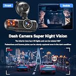Dash Cam Front and Inside, 1080P Camera for Cars with 32GB Card | Rotatable, Super Night Vision, Loop Recording, G-Sensor & WDR & Motion Detection, For Truck Taxi Driver