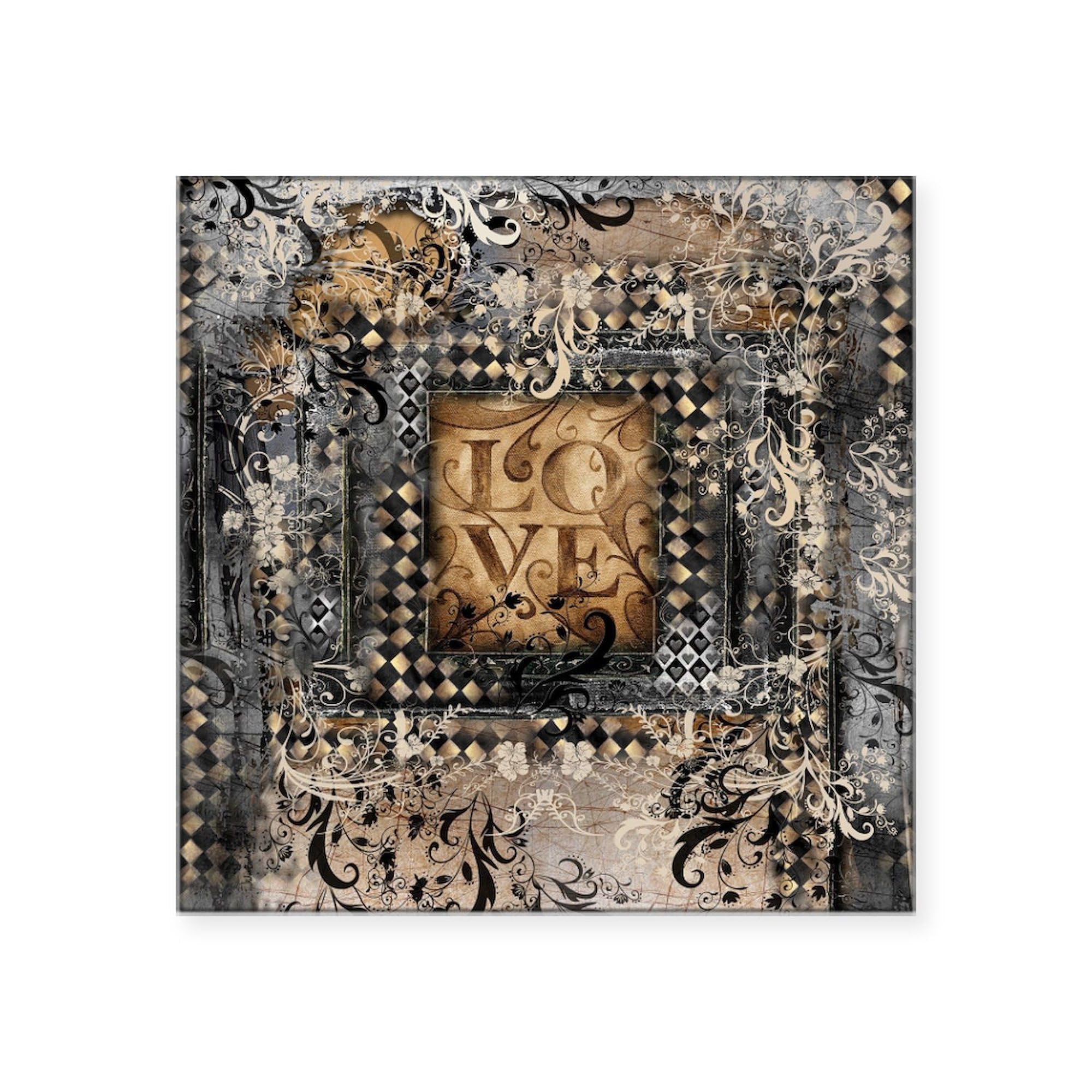 CafePress Vintage Love Romance Weddin Square Sticker (10 Pack)