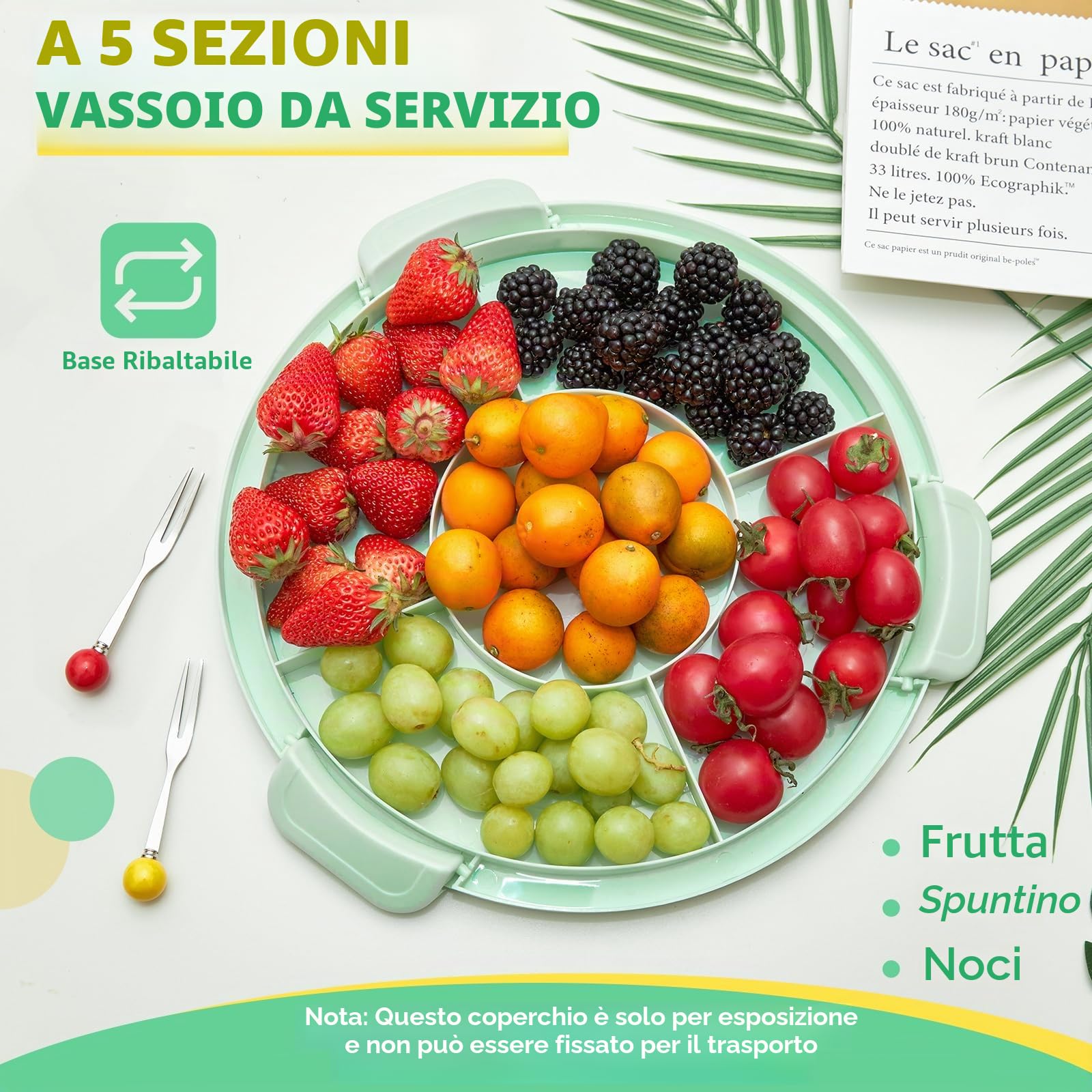 Porta Torte Ohuhu Rotondo Portatile 10 Pollici Con Coperchio, Scatola Con Base a Due Lati per Trasportare Noci Frutta, Ottimo Regalo per Le Donne