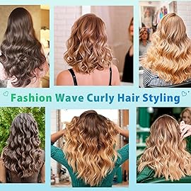 3 Barrel Curling Iron Hair Crimper: Aleath Dual Voltage Adjustable Temperature Three Barrels Hair Waver - Ceramic 1 inch Curler WandBlue