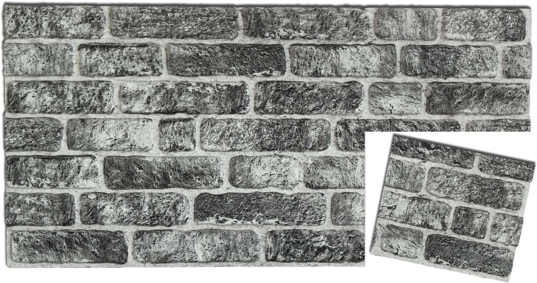 IZODEKOR 3D Wall Panels Brick Effect - Cladding, Stone Look, Styrofoam Facing for Living Room, Kitchen, Bathroom, Balcony, Bedroom, Back of Counter and Teras | Old Town (10" x 10" Sample)
