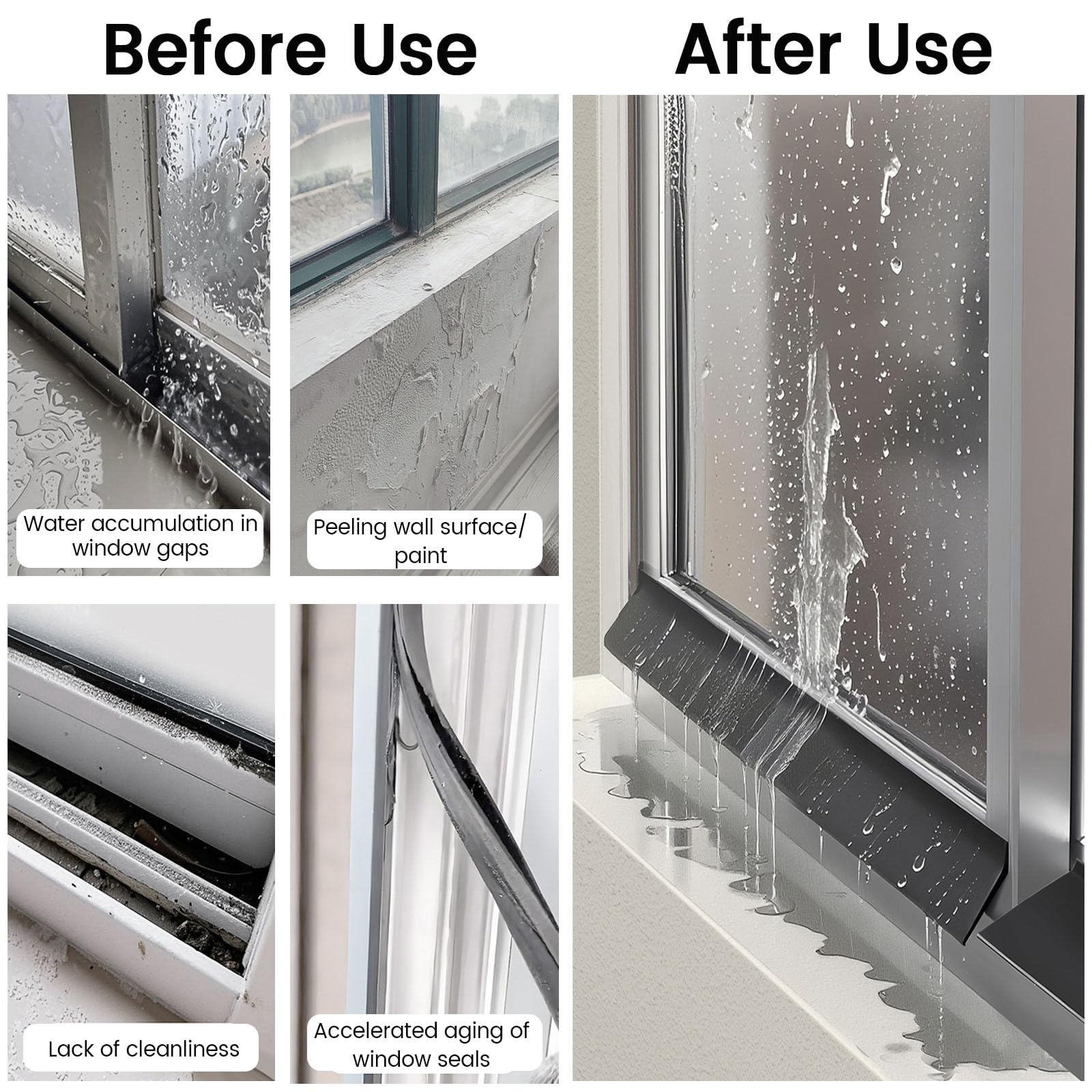 JYHHCYS Caucho Perfil Vierteaguas Ventana Instalación Autoadhesiva | Protector Contra Goteo De Lluvia Para Puertas Y Ventanas, Deflector De Tira De Línea De Goteo(W 4.5cm/1.7in,L 5m/16.4ft)