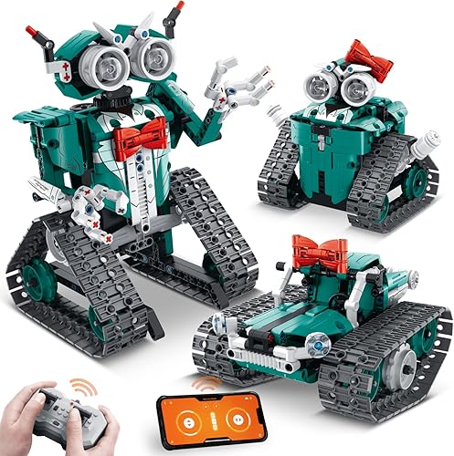 APPKits de construcción STEM de control remoto para niños de 8 a 12 años - Juguetes de automóvil robot 3 en 1, 440 proyectos educativos de ciencia,