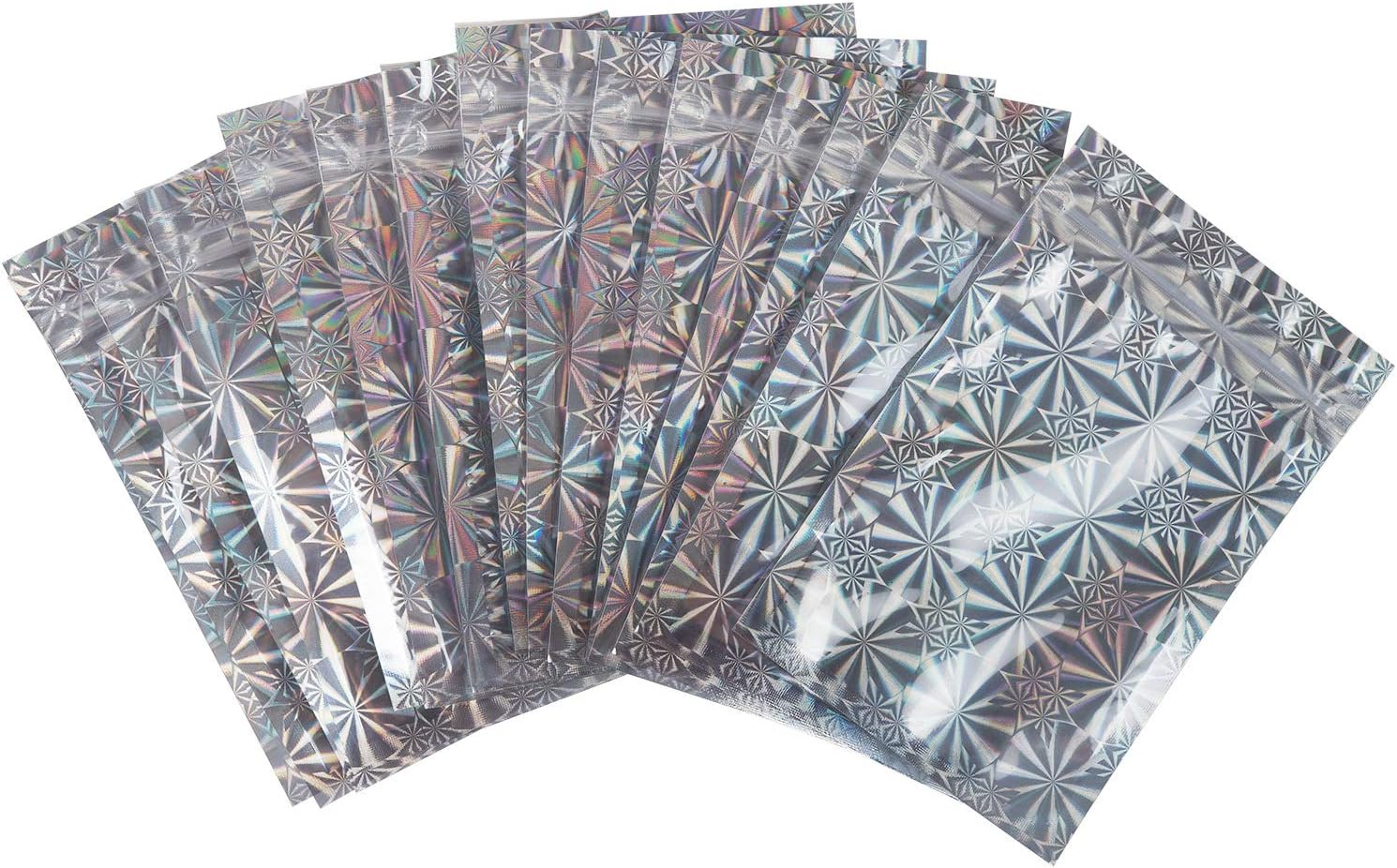 100 Pieces Smell Proof Bags - 6x8 Inches Resealable Mylar Bags Clear Zip Lock Food Candy Storage Bags Holographic Rainbow Color