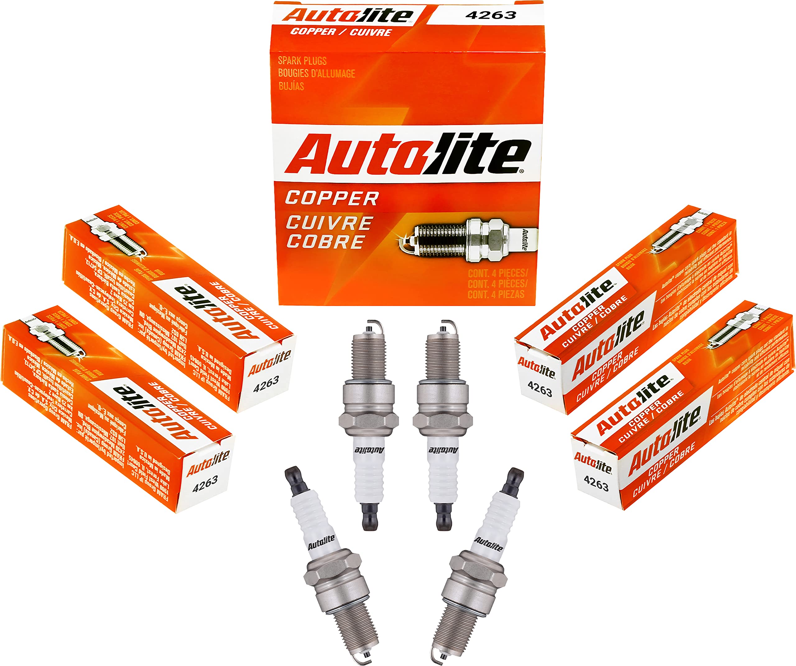 Autolite 4263-4PK Copper Resistor Spark Plug, Pack of 4